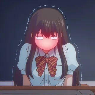 🎶 anime, ragazza, annoiata, divisa scolastica, irritata, bagliore, rosso whatsapp sticker