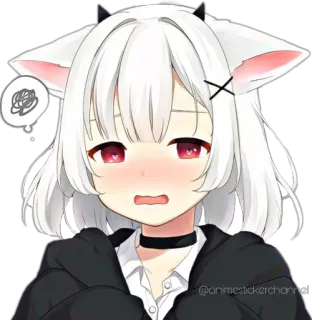 😳 @animestickerchannel Anime, Sticker, Nekomimi, Kawaii, Mignon, Dessin animé telegram sticker