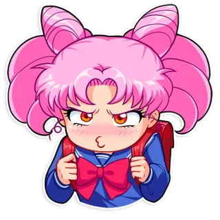 😤 Chibiusa Sailor Moon chibi, anime, character, pink hair, angry telegram sticker