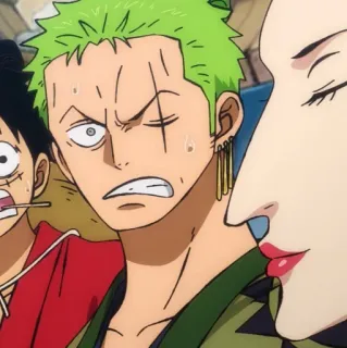 🐉 Zoro One Piece Аниме, Ророноа Зоро, Ван Пис, Персонаж, Зеленые волосы, Пират telegram sticker