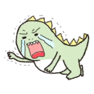 🎋 dinosaure, pleurer, dessin animé, mignon, triste, expression telegram sticker