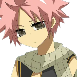 😔 Natsu Dragneel Fairy Tail Anime, Mangá, Natsu, Fairy Tail, cabelo rosa, cachecol, desenho animado whatsapp sticker