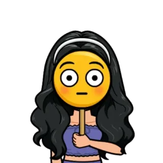 😳 Emoji, Khuôn mặt, Phim hoạt hình, Cô gái, Nghệ thuật kỹ thuật số, Nhãn dán telegram sticker