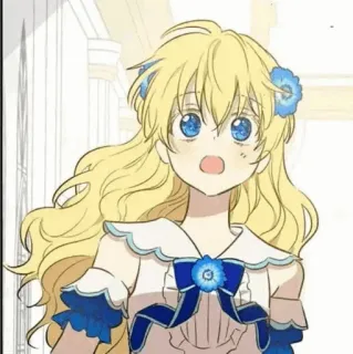 💗 Anime, Chica, Pelo Rubio, Ojos Azules, Impactada, Linda, Dibujos Animados, Manga whatsapp sticker