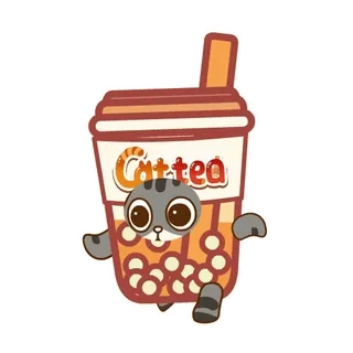 🧋 Cattea gato, boba, chá, bubble tea, fofo, kawaii, bebida telegram sticker