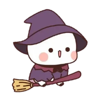 ☺️ witch, broom, halloween, cute, cartoon, sticker telegram sticker