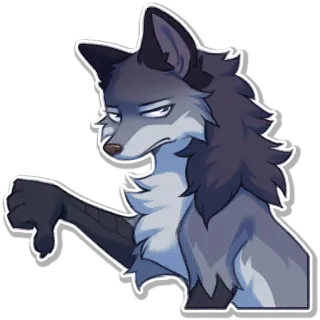 👎 หมาป่า, สัตว์, ไม่ชอบ, ไม่เห็นด้วย, สีเทา, มีขน telegram sticker