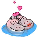 👩‍❤️‍👨 бегемот, милый, мультфильм, животное, любовь, поцелуй telegram sticker