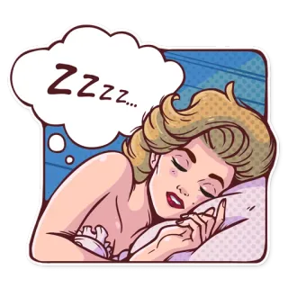 😴 Zzzz... sleeping, woman, dreaming, zzz, cartoon, pillow telegram sticker