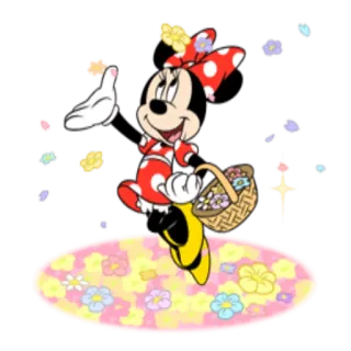 🌼 Minnie Mouse cartoon, mouse, character, disney, flower, basket whatsapp sticker