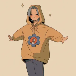 ✨ Desenho animado, Estilo anime, Moletom com capuz, Personagem, Equipamento, Fofo, Brilhos telegram sticker