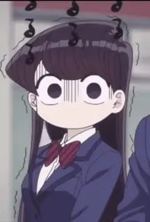 😨 Komi Shouko Komi Can't Communicate anime, Komi-san no puede comunicarse, Komi Shouko, nervioso/a, lindo/a, notas musicales, avergonzado/a telegram sticker