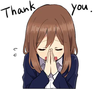 😌 Thank You gracias, anime, lindo, apenado, kawaii, chica, suplicante, agradecido whatsapp sticker