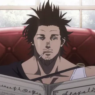 ☘️ Yami Sukehiro Black Clover Anime, Manga, Black Clover, Yami Sukehiro, Personnage, Cigarette telegram sticker