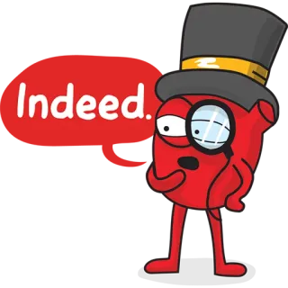😌 Indeed. coeur, haut de forme, loupe, dessin animé, rouge, curieux whatsapp sticker