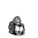 🔫 Gorilla, Affe, Tier, Cartoon, Säugetier, Zoo telegram sticker