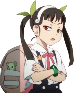 😒 Anime, Dibujos animados, Chica, Personaje, Mochila, Coletas telegram sticker