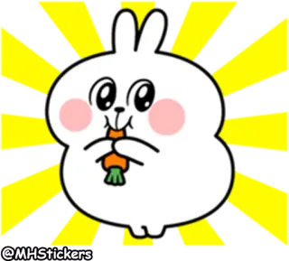 😌 @MHStickers cute, bunny, sticker, kawaii, carrot, rabbit, animal, cartoon telegram sticker