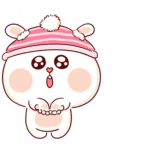 🥺 süß, kawaii, tier, cartoon, aufkleber, hase, hut, rosa telegram sticker