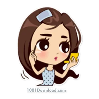 💅 cartoon, girl, makeup, cosmetics, beauty, mirror telegram sticker