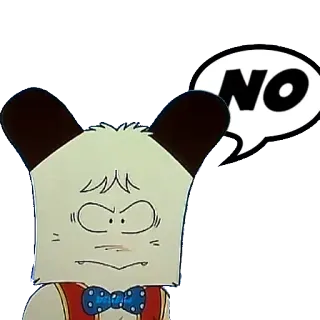 👎 NO Kreskówka, Zwierzę, Zmartwiony, Zły, Odrzucenie telegram sticker