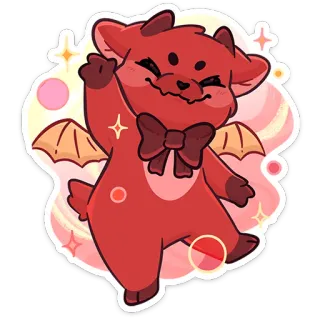 💃 demon, słodki, kreskówka, postać, skrzydła, diabeł, ilustracja, naklejka whatsapp sticker