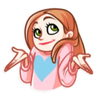 🤗 Cartoon, Frau, Mädchen, Schulterzucken, Ausdruck, Frage telegram sticker