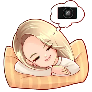 💤 sleeping, camera, dream, woman, pillow whatsapp sticker