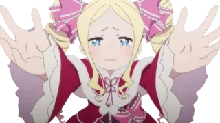 👐 Beatrice Re:Zero аниме, плачет, грустный, эмоциональный, магия telegram sticker