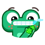 🦠 rana, cartone animato, carino, verde, pennello, sorriso whatsapp sticker