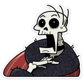 💀 scheletro, cartone animato, divertente, personaggio, spaventoso, halloween telegram sticker