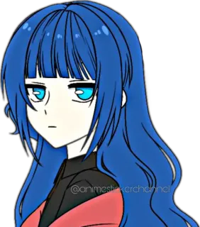 😒 @animestickerchannel animé, dessin animé, fille, cheveux bleus, autocollant telegram sticker