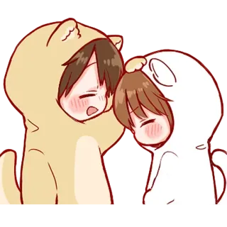 🖤 Anime, Lindo, Kawaii, Pareja, Animal, Sudadera con capucha, Dibujo animado, Chico, Chica telegram sticker