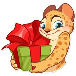 🎁 cheetah, hadiah, kado, binatang, imut, pita, perayaan, liburan telegram sticker