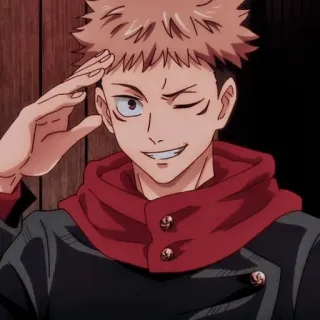🌟 Yuji Itadori Jujutsu Kaisen Anime, Manga, Personnage, Jujutsu Kaisen, Yuji Itadori, Clin d'oeil, Salut telegram sticker