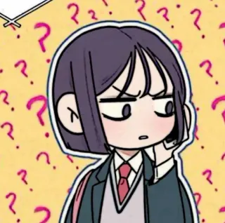 📱 Anime, Manga, Studente, Punti interrogativi, Uniforme scolastica, Insicuro telegram sticker