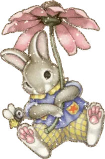 🐰 กระต่าย, ดอกไม้, น่ารัก, สัตว์, ฤดูใบไม้ผลิ, ธรรมชาติ, กระต่าย telegram sticker