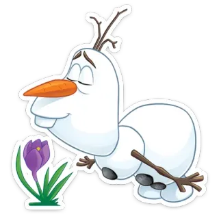 🌷 Olaf Frozen Olaf, muñeco de nieve, flor, Disney, dibujos animados, Frozen, animado whatsapp sticker