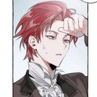 🥀 anime, manga, character, red hair, exhausted, sweat telegram sticker
