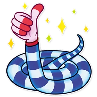 👍 cobra, polegar para cima, desenho, positivo, brilhos, emoji, mão whatsapp sticker