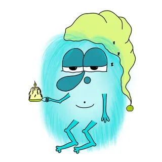 😴 buồn ngủ, nến, nhân vật, kỳ quặc, hoạt hình, mũ ngủ, mộng mơ whatsapp sticker