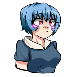 😳 anime, kartun, gadis, karakter, rambut biru whatsapp sticker