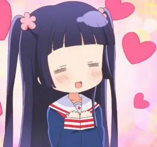 🕸 Anime, Dziewczyna, Serca, Słodkie, Mundur szkolny, Kreskówka telegram sticker