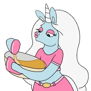🦄 unicorn, kartun, berciuman, perempuan, wanita, gaun telegram sticker