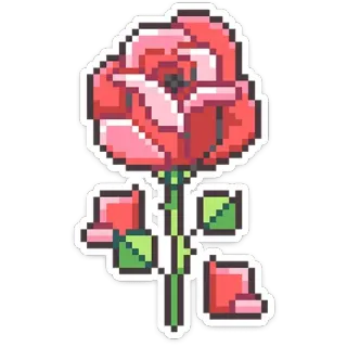 🌹 hoa hồng, hoa, pixel art, thực vật, hoa, thiên nhiên telegram sticker