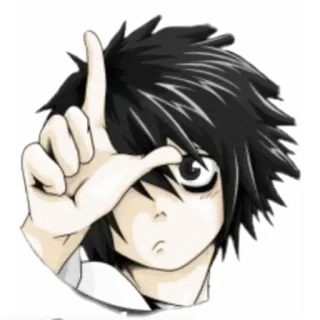 😗 L Lawliet Death Note anime, manga, L, death note, character, fanart, gesture telegram sticker