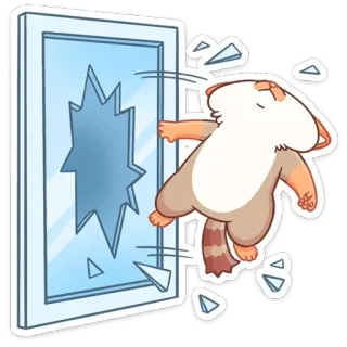 🤦‍♀️ Dessin animé, Animal, Mignon, Coup de poing, Casser, Verre telegram sticker