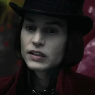 🎩 Willy Wonka Charlie and the Chocolate Factory willy wonka, johnny depp, schokolade, film, hut telegram sticker