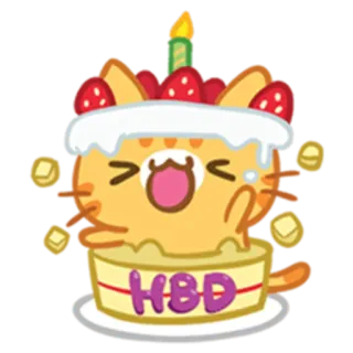 🎂 HBD 猫, 誕生日, ケーキ, 可愛い, 誕生日おめでとう, お祝い telegram sticker