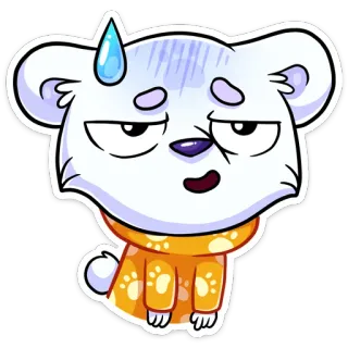 😰 Kreskówka, Zwierzę, Niedźwiedź, Naklejka, Wyczerpany, Zmęczony, Spocony telegram sticker